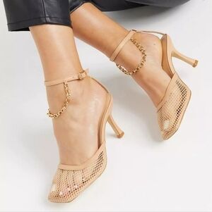 Z_Code_Z Exclusive Zoe Heeled shoes with anklet in beige mesh